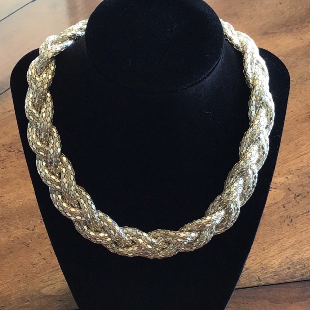 Fancy Silver Plate, Large Braided Necklace - Picture 2 of 7